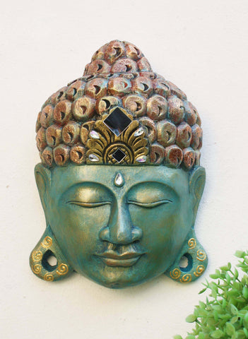 Cabeza de Buda Verde Turquesa - Colgante de pared