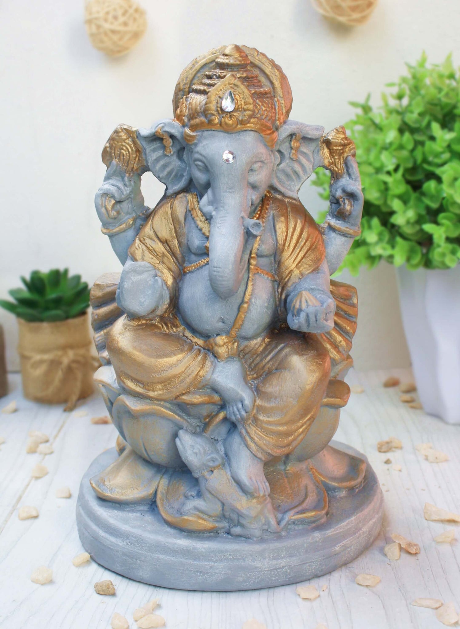 Ganesha M - Gris con Dorado