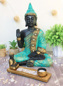 Buda Protección Verde Turquesa + Jardín Zen de Regalo